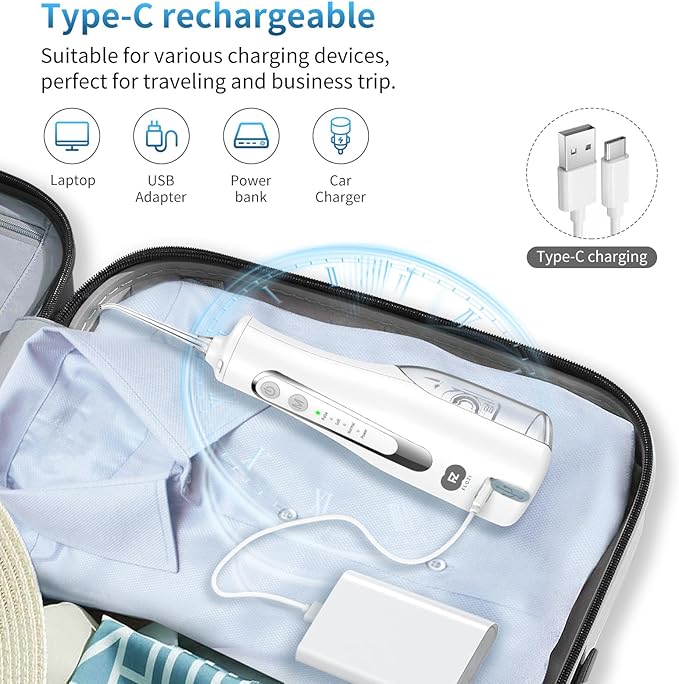 Advanced Cordless Dental Water Flosser for Teeth – Portable Oral Irrigator with 300ml Tank, USB-C Rechargeable, IPX7 Waterproof Electric Teeth Cleaner for Braces & Sensitive Gums