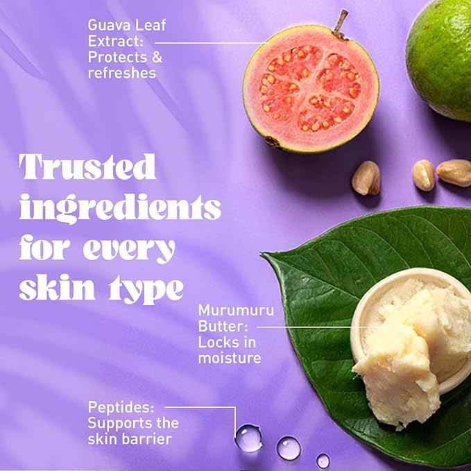 NATURE WELL Blissy Hydrating & Cleansing Body Wash, Infused with Guava Leaf Extract, Murumuru Butter, & Peptides, Scented with Vanilla, White Flowers, Violet, & Sandalwood, 13 Fl Oz