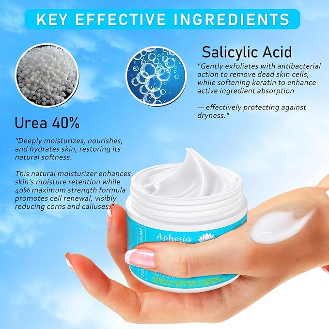 Urea 40% Foot Cream Maximum Strength - with Vitamin E & 2% Salicylic Acid - Deep Moisturizing for Winter Cracked Heels - Softens & Long Moisture for Rough Dead Skin on Hands, Feet, Elbows - Rich