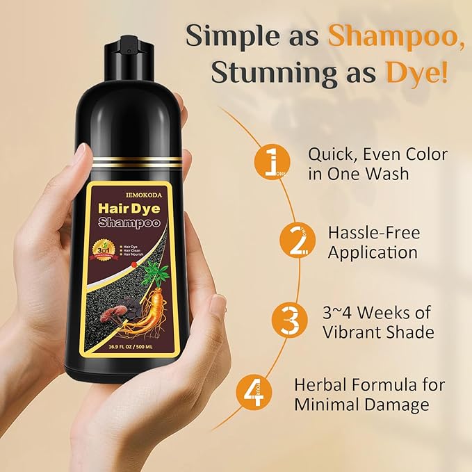 At-Home Hair Dye Shampoo in Silver Gray - 3-in-1 Root to Tip Coloring & Care, Natural Hair Color Shampoo for Women & Men, Gentle Covers Gray Hair in Minutes, Formulated for All Hair Types, 16.9 Fl Oz