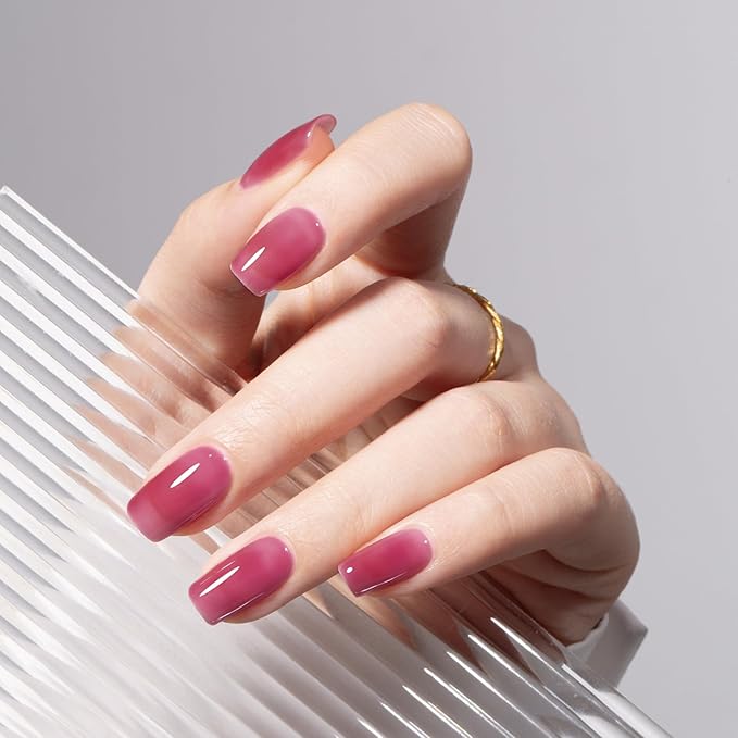 MAYCHAO 15ML Jelly Plum Gel Nail Polish 1Pc Transparent Plum Gel Polish Soak Off UV LED Translucent Nail Varnish Neutral Color for Nail Art Starter Manicure Salon DIY at Home, 0.5 OZ