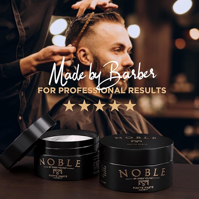 Noble By Greg Young - Strong Hold Matte Hair Paste | Flexible & Long-Lasting Sculpting Paste for All Hair Types and Styles | No Flakes | 3 oz