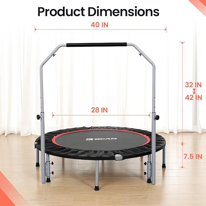 BCAN 40/48" Foldable Mini Trampoline Max Load 330lbs/440lbs