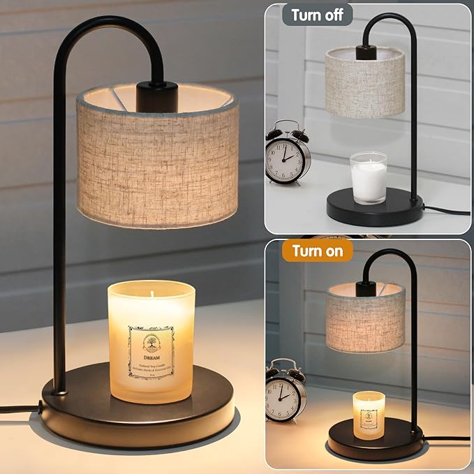 Candle Warmer Lamp with Timer, Dimmable Candle Wax Warmer Candle Lamp Warmer for Scented Candles with 2 Bulbs, House Warming Gifts Christmas Gifts for Women Home Decor - Linen