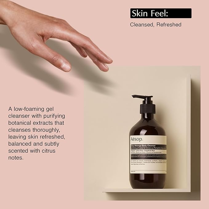 Aesop Citrus Melange Body Cleanser | Low-Foaming Shower Gel with Jasmine and Citrus Essential Oil Blend to Refresh & Hydrate Skin | 500 mL / 16.9 oz
