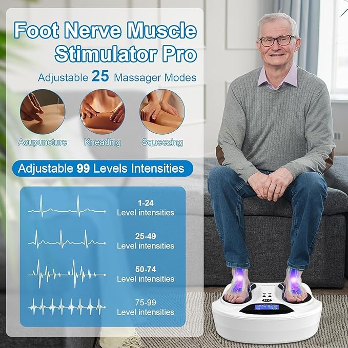 EMS Foot Stimulator Pro +, EMS Foot Massager for Neuropathy Foot Massager for Circulation and Pain Relief with TENS Unit Muscle Stimulator for Feet Body