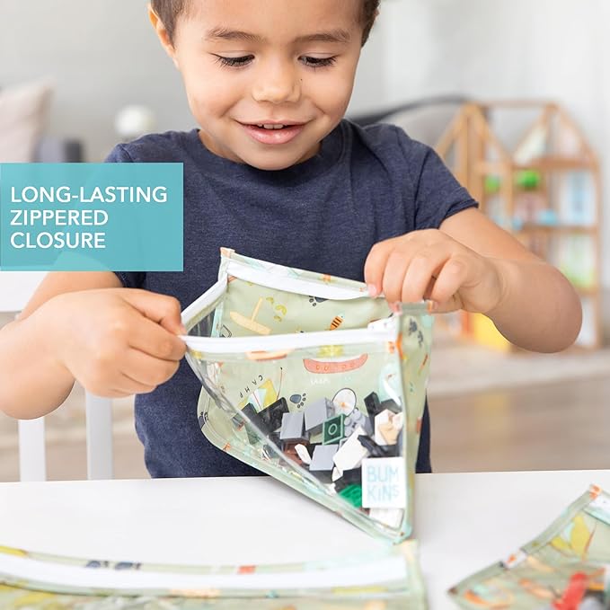 Bumkins Travel Bag, Toiletry, TSA Approved Pouch, Zip Bag, Quart Size Airline Compliant, Clear-Sided, Baby, Diaper Bag Organization, Makeup, Accessories, Packing, Set of 3 Sizes, Camp Gear Green