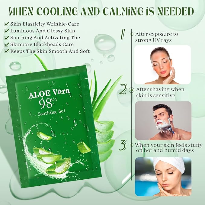 Siifert 100 Pcs Travel Size Aloe Vera Gel 98% Organic After Sun Moisturizer for Face, Body, Soothing Hydrating Lotion Bulk for Winter Vacation, Guests Skin Care Gifts