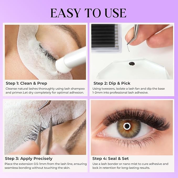 Eyelash Extensions, Mink Lash, Volume & Classic Lashes for Professionals, J/B/C/CC/D/L/M Curl, 4-15mm Length, Soft Korean PBT Fiber, 16 Rows Lash Tray (Black-CC-0.1-10mm)