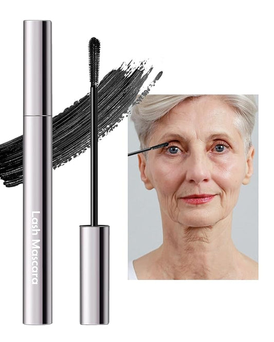 Black Mascara for Older Women 60 Plus, Tube Máscara Volume and Length for Mature Women with Thinning Lashes, Hypoallergenic Prime Mascara for Sensitive Eyes, Non Clumping Waterproof Long Lasting-01
