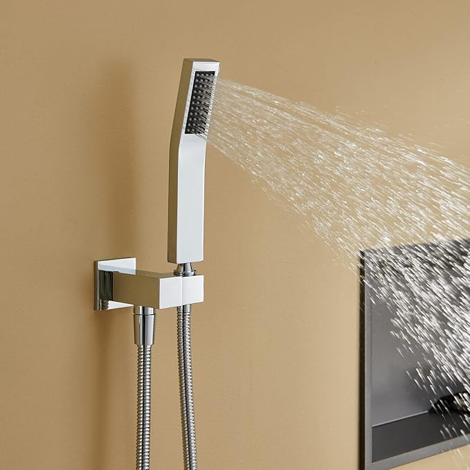 Artiqua Rain Shower System 12 Inches Shower Combo Set Chrome Wall Mount Faucet Bathroom Faucets with Rainfall Shower Head and Hand Shower