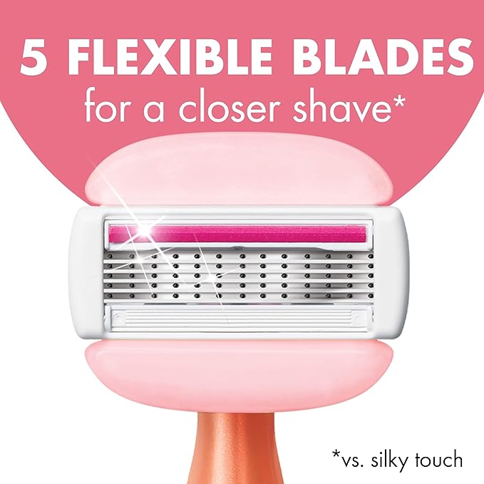 BIC Soleil Glide Disposable Razors for Women, 5 Blades With Shea Butter Moisture Bars For a Smooth Glide, 2 Piece Razor Set