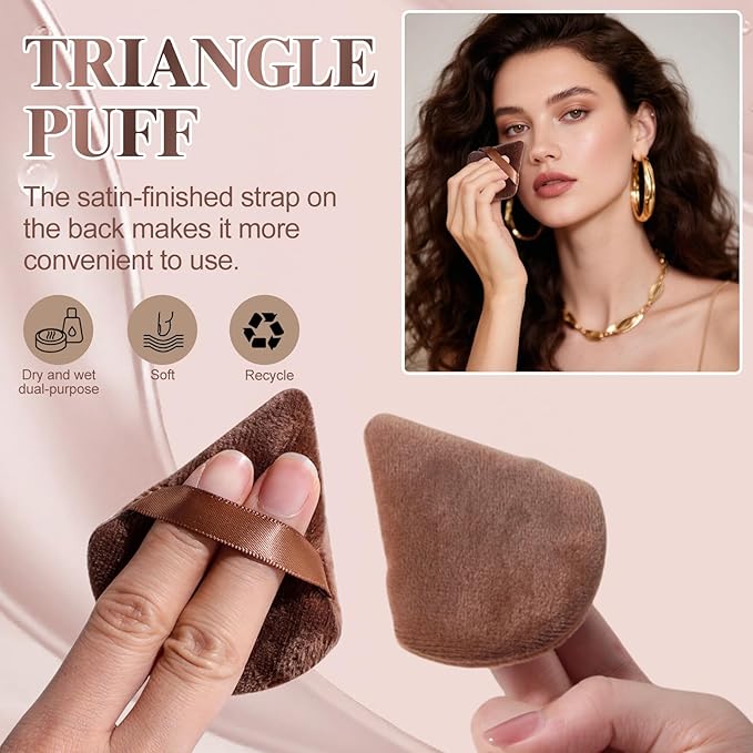 BS-MALL Travel Makeup Brushes Premium Synthetic Foundation Powder Concealers Eye Shadows 7 PCS with Triangle Puff & Storage Bag (Bright black)
