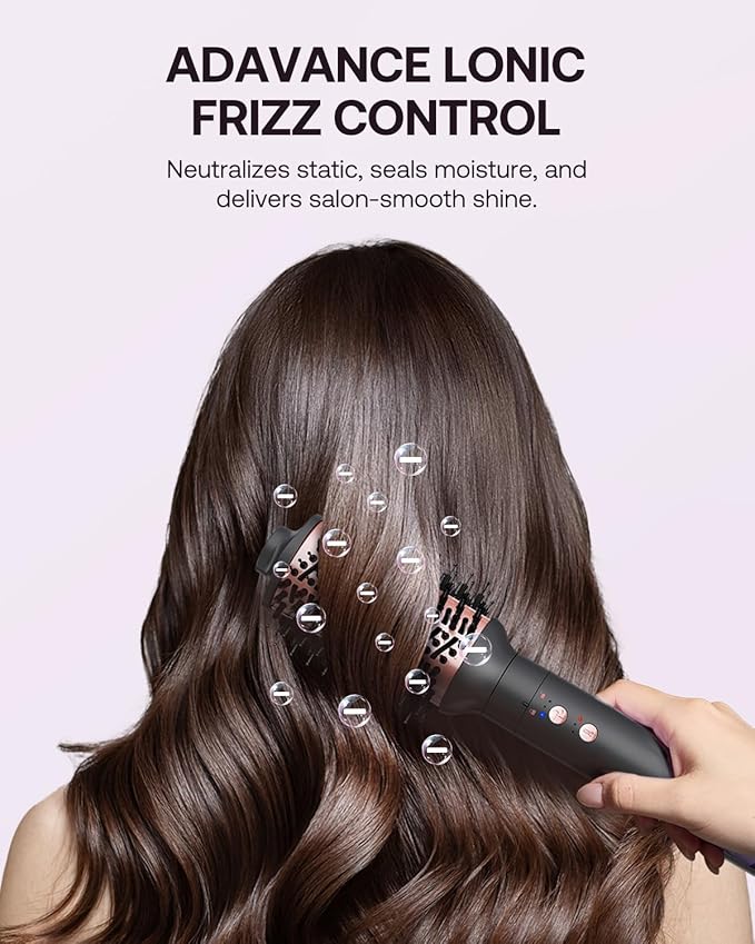 6-in-1 Hot Air Styler Wrap, High-Speed Hair Dryer Brush Blow Dryer with 2 Auto Wrap Curlers for Curling, Straightening, Volumizing, Fast Drying & Frizz-Free Styling for All Hair Types