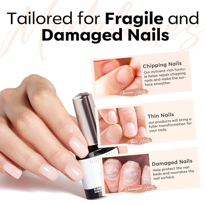 modelones Rubber Builder Nail Gel Base Coat, Jelly Nude Translucent Builder Base Nail Gel Thickening Strengthening Building Apex for Beginner DIY Salon at Home