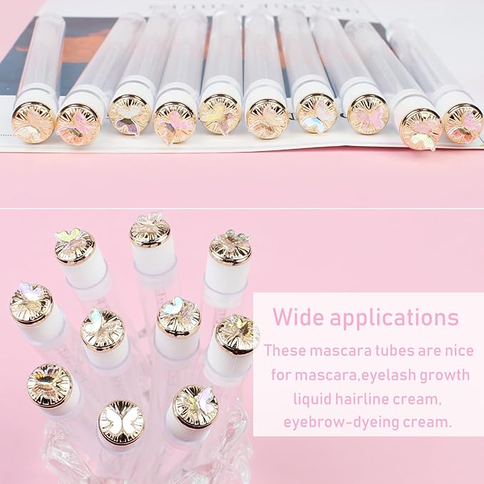20 Sets Mascara Wand Tube Set Butterfly Mascara Brushes Eyelash Spoolies Brush Makeup Tool Applicator Eyelash Brush Tubes Makeup Brush (Butterfly-MIX)