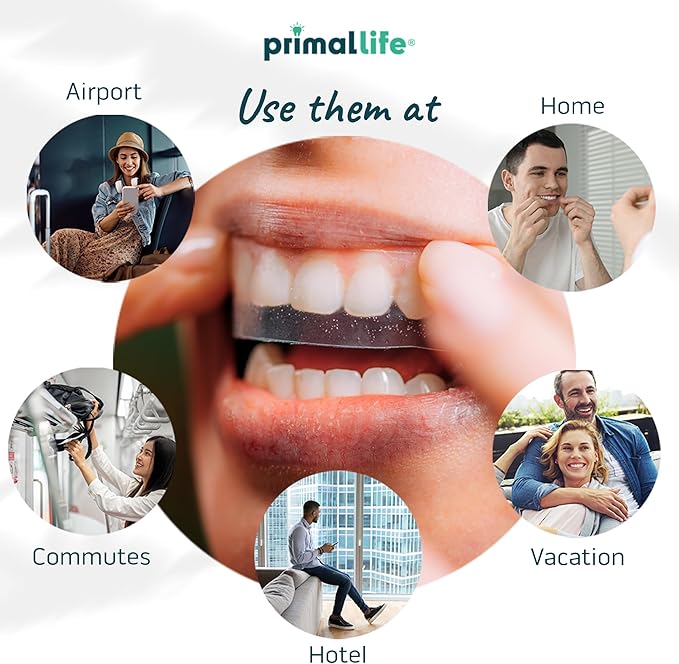 Primal Life Organics Real White Teeth Whitening Strips, All-Natural, Peroxide-Free, 28 Strips, 14 Treatments