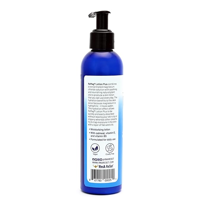 RnA ReSet ReMag Lotion – Topical Magnesium & Daily ReHydrator, Smooth Moisturizing Formula with Shea Butter & Coconut Oil, 7.5 FL oz