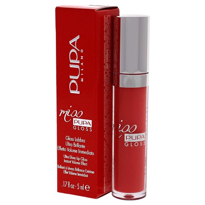 Pupa Milano Miss Milano Lip Gloss - Shiny, Smooth, Plump - Soft, Innovative Gel Texture - Glides Smoothly On Lips - For A Moisturizing And Volume Enhancing Effect - 203 Coral Emotion - 0.17 OZ