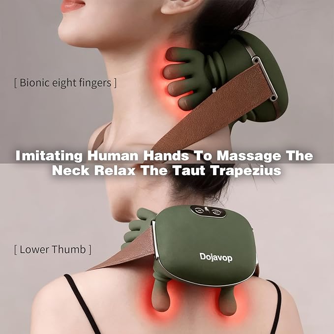 Neck Massager with Heat for Pain Relief Deep Tissue Cordless Neck and Shoulder Massager with Heat and Fingers Bionic Hand Electric Cervical Back Massagers 2026 (Upgraded Version)