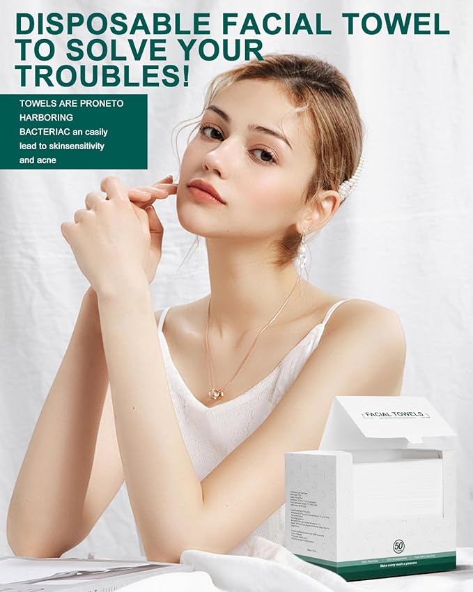 Face Towels,Facial Towels,100Ct Disposable Face Towel,7.9"x12"Face Cloths,Makeup Remover Face Towelettes Disposable,Disposable Face Cloths for Sensitive Skin,Biodegradable Dry Wipes