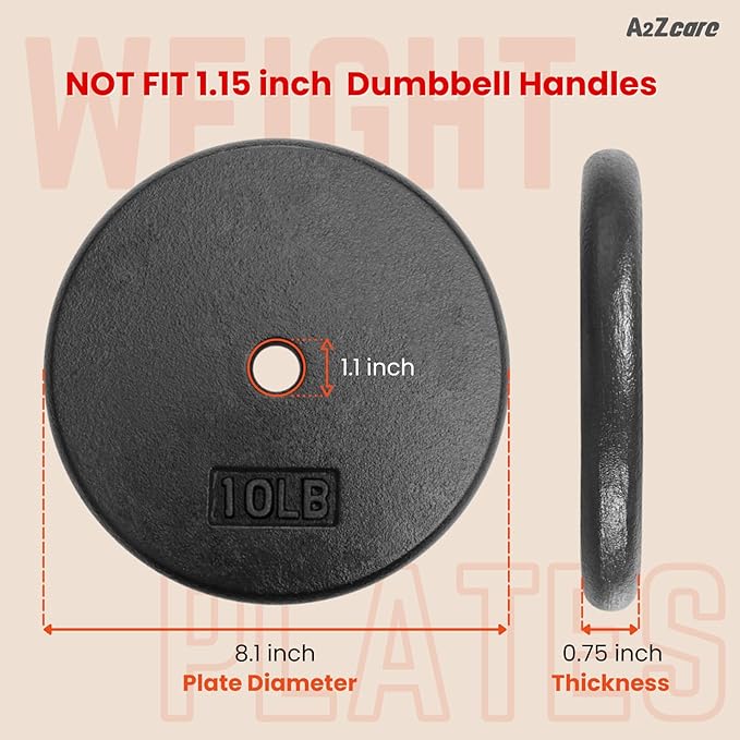 A2ZCARE 1 inch Weight Plates Set 1.25 lbs 20 lbs, 1 inch, 1 inch