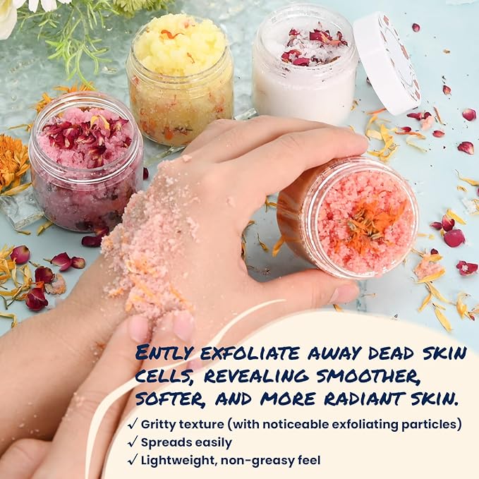 Body Scrub Making Kit- Make Your Own Salt Body Scrub, Salt Scrub for Body with Almond Oil, Moisturizing and Exfoliating Dry Skin Hand Foot, DIY Organic Body Care Christmas Gifts For Women & Men