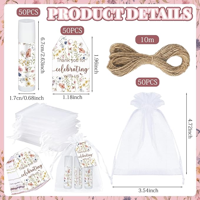 Dunzy 50 Pack Wildflower Party Baby Employees