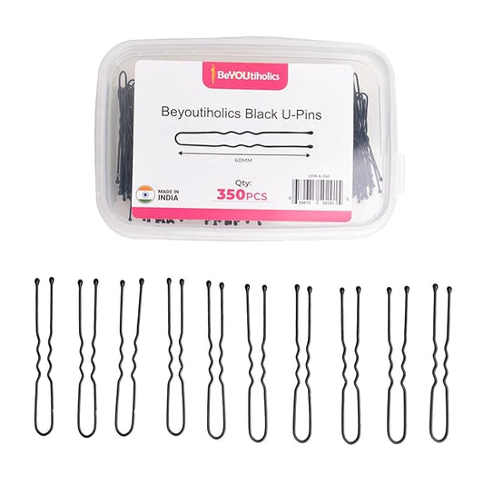 Set of 350 premium U-shaped hair pins, measuring 6cm/2.4 inches, perfect for women, girls, and hairdressers. with a clear storage box and is suitable for all hair types(Black) (350 Pins)