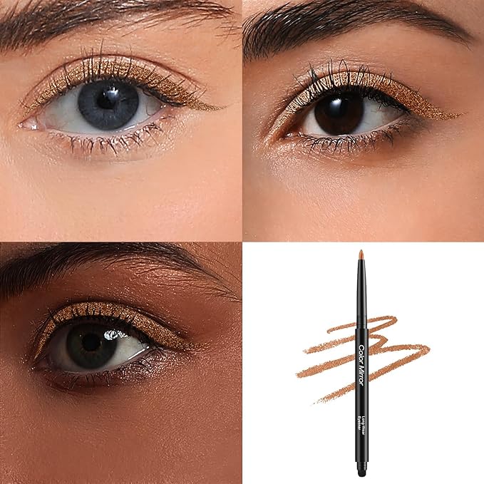 Smudge Proof Eyeliner, Waterproof Retractable Eye liner with Brush, Matte and Shimmer Eyeliner Pencil, Creamy Texture, Long lasting & Smooth(39 Rose Gold Shimmer)