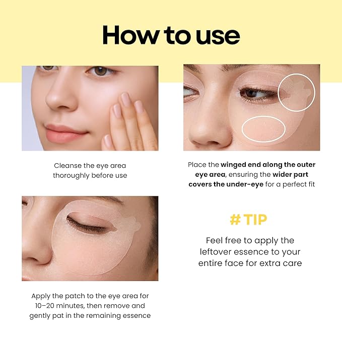 SOMISOME 360° Vitamin C Eye Masks – Korean Under Eye Patches for Puffy Eyes & Dark Circles, Lifting Eye Tone Up with Niacinamide & Bakuchiol, Hydrating and Soothing 50 Masks