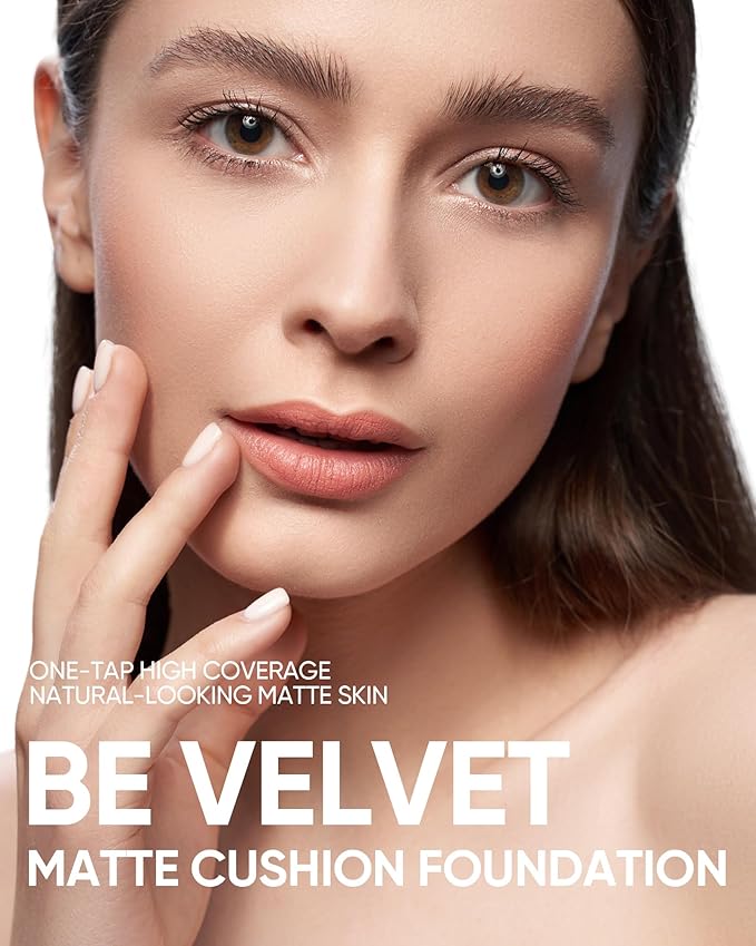 Velvet Matte Cushion Foundation Blue #02 Ivory| Full Coverage,12H Oil Control,Ideal for Oily & Combination Skin,Waterproof,Long-Lasting, Lightweight, Hydrating,Transfer-Proof