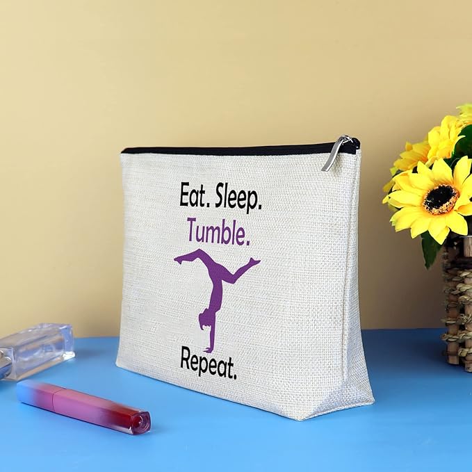Gymnastics Team Gifts Makeup Bag Gymnastics Lover Gift Inspirational Gift for Gymnast Gymnast Quote Encouragement Gift for Women Girls Gymnastic Coach Birthday Gifts Cosmetic Bag Makeup Pouch