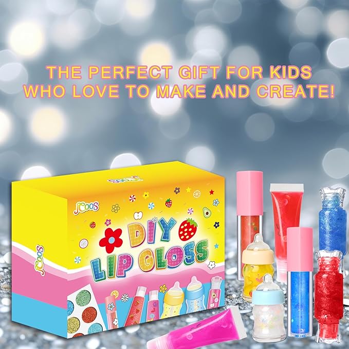 Jcoos Lip Gloss Making Kit, 73PCS Fun Make Your Own Lip Gloss Kit Kids, Beginner, Lipgloss Sets for Girls, DIY Lipstick Set, Moisturizing Lip Oil Base, Gifts for Tween Girls, Teens, Daughters, Women