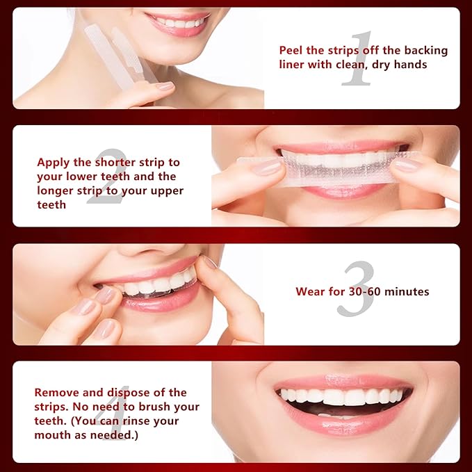 Teeth Whitening Strips for Tooth White: Professional Dentist Formulated Teeth Whitener Enamel-Safe Non-Slip 14 Strips 7 Treatments (28 Count (Pack of 1), Mild Mint)