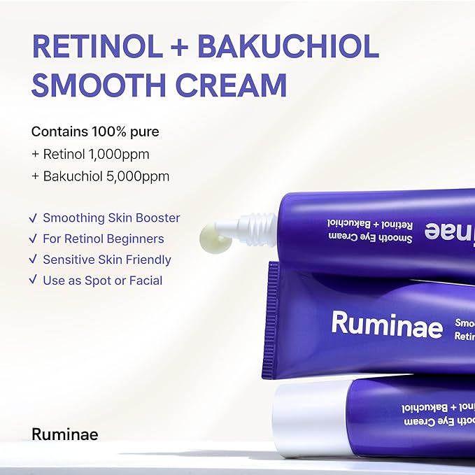 Retinol 0.1% Eye Cream with Bakuchiol 0.5% | Sensitive Skin Retinol for Wrinkles, Fine Lines & Dark Circles | Suitable for Face & Under-Eye Area | Korean Skincare | 30 ml (1.01 fl oz)