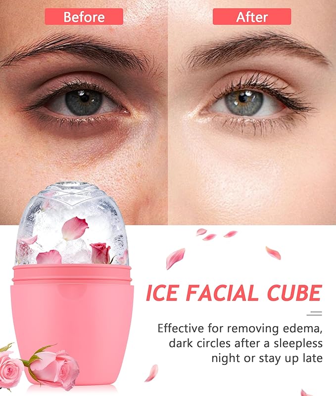 Ice Face Roller - Ice Roller for Face Silicone Mold Reusable for Women Face Eye Neck Naturally Conditioning and Skin Care,De-Puff Eye Bags,Reduce Migraine Pain,Face Massager (2PK+1PP)