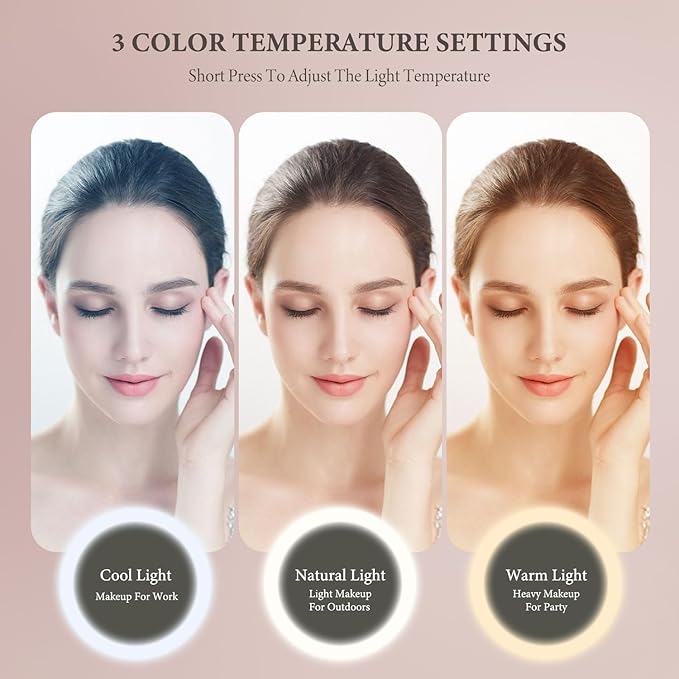Behaesty Travel Makeup Bag with LED Lighted Mirror, Cosmetic Makeup Organizer Bag with 3 Color Setting, Makeup Train Case with Adjustable Dividers for Women Makeup Brushes Jewelry Accessories