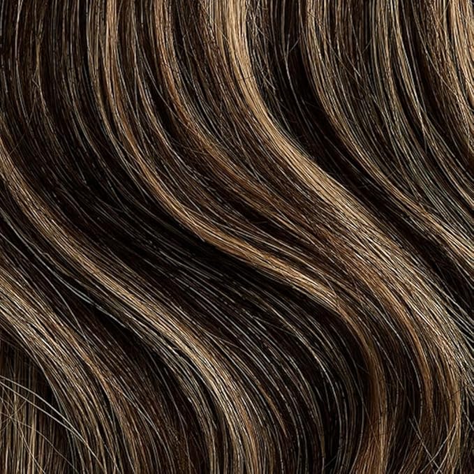 Luxy 100% Remy Human Hair Extensions for Thin Hair Thinning Hair Fill-Ins – 6 Seamless Wefts Multi-Dimensional Color Blend - Natural-Looking Volume & Coverage 50 grams 12" Mocha Brown Highlights