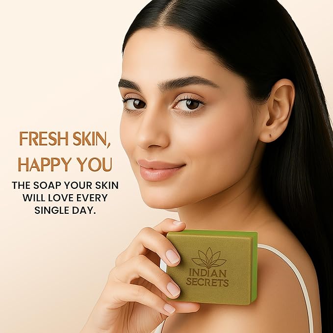 INDIAN SECRETS Scrub Soap with Salicylic Acid & Neem – Exfoliating Body & Face Soap – Enriched with Niacinamide, Tea Tree Extract, Neem, Salicylic Acid 110 g (Pack of 1)