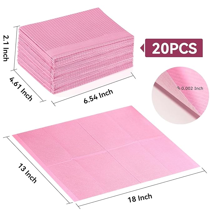 Makartt Disposable Nail Mats: 20 Pcs Fordable Nail Paper Towels for Table Acrylic Practice Sheet 3 Ply Waterproof Nail Art Table Mats Clean Pads for Salon Manicure Tattoo Pink