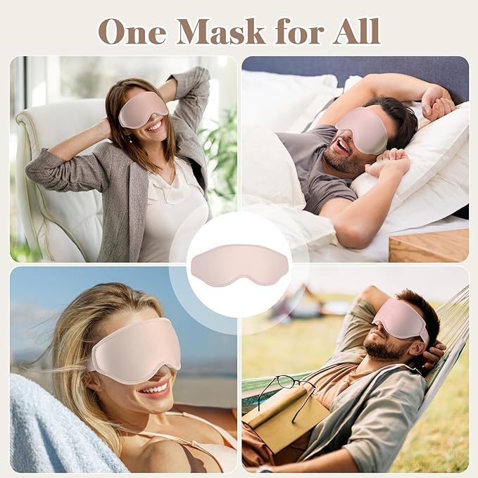Fygrip 3D Eye Mask Sleep Mask for Men & Women, 100% Pressure-Free & Light Block-Out Eye Mask for Sleep with Easy Adjustable Strap, Night Eye Cover for Travel, Pink