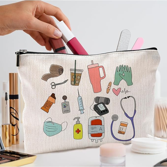 QGFM Nurse Makeup Bags - Cosmetic Bags With Zipper for Nursing Students