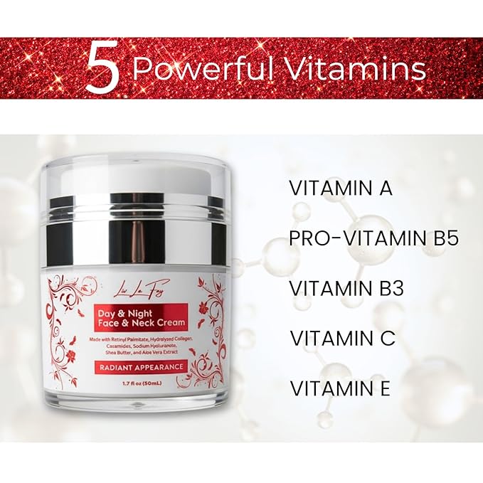 Liv La Fay Retinol Collagen Face Cream with Hyaluronic Acid & Ceramides – Anti-Aging Day & Night Moisturizer for Face, Neck & Décolleté – 1.7 fl oz