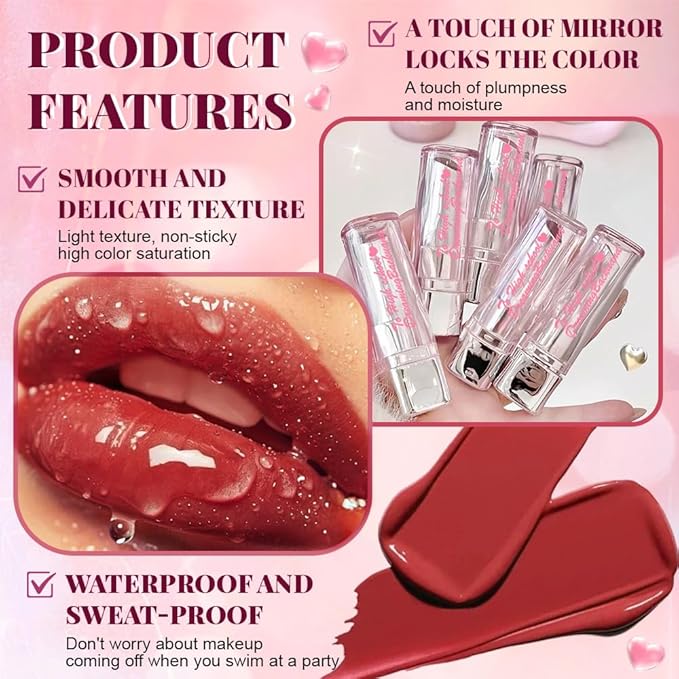 HHLTOH Plumper Moisturizing Butter Lipstick for Women, Natural Tinted Lip Balm Shine Nourishing Hydrating Lip Gloss Stain for Dry Lips, Lightweight Lip Liner Care Makeup, Vegan, 2Pc Rose Red & Plum