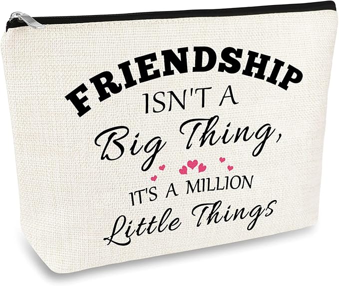 Friends Friendship Gifts for Women Makeup Bag Best Friend Birthday Gifts Cosmetic Bag Christmas Graduation Wedding Gift for Her Friend BFF Female Bestie Cosmetic Pouch Case Friendship Toiletry Bags