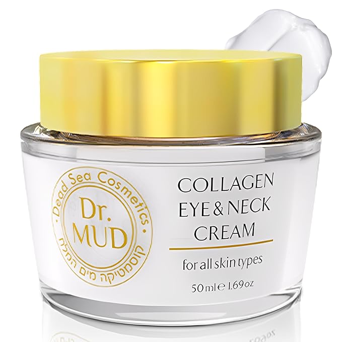 Dr. MUD Collagen Eye & Neck Cream – Hydrating Daily Moisturizer with Hyaluronic Acid, Collagen, Dead Sea Minerals & Plant Extracts – Soothing, Lifting & Firming Eye/Neck Care – For All Skin Types