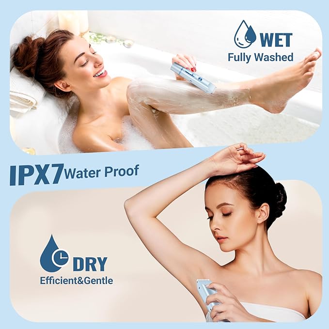 Bikini Trimmer for Women Electric Razors for Women Women's Electric Razor 2 in 1 Shaver Pubic Hair Trimmer Ipx7 Waterproof Wet Dry Use Bikini Shaver for Ladies Pubic,Legs,Face,Underarms(Blue)
