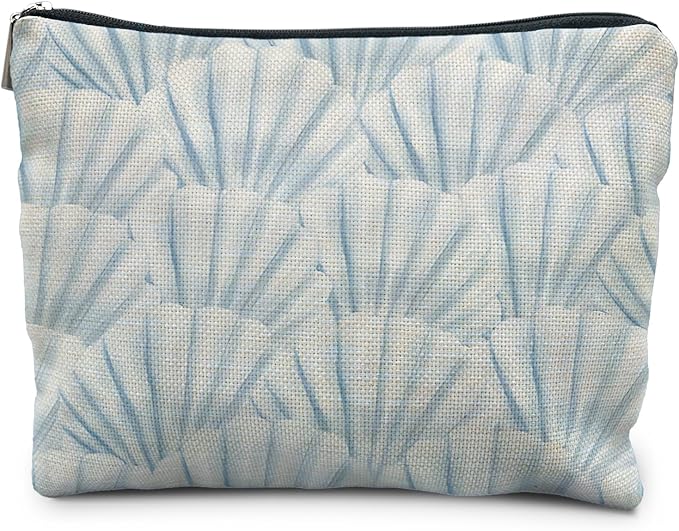 RYYCDOI Beach Makeup Bag, Beach Gifts for Women, Blue Sea Shell Preppy Beach Cosmetic Bags Zipper Pouch, Beach Gifts for Women Friends, Beach Lovers Gifts, Blue Makeup Pouch Zipper Bag