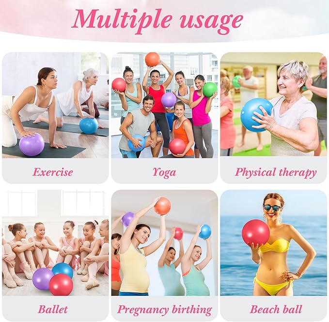Aoriher 10 Pcs Small Exercise Pilates Ball 9 Inch Mini Yoga Balls Anti Burst and Slip for Stability, Fitness, Physical Therapy, Stretching & Core Strength Workout at Home Gym Office